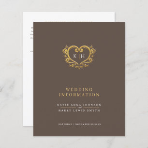 Papier Vieux coeur d'or monogramme mariage informations
