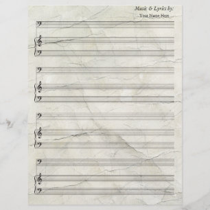 Papier Vieux feuillet vierge vieilli Musique basse Clef