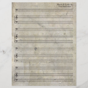 Papier Vieux Tôle Vierge Musique Bass Clef