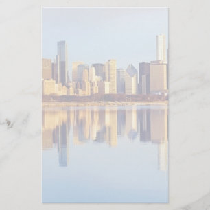 Papier View of Chicago skyline with reflection