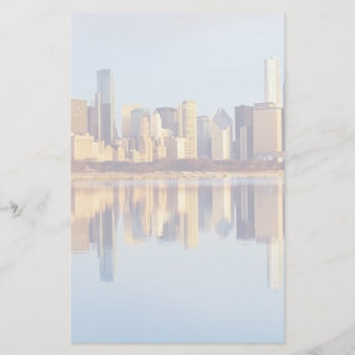 Papier View of Chicago skyline with reflection