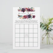 Papier Vin Bourgogne Couleur Fête des mariées Florale Bin (Debout devant)