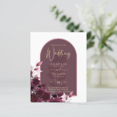 Papier Vin Bourgogne Rose Gold Texte Mariage INVITE (Debout devant)