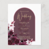 Papier Vin Bourgogne Rose Gold Texte Mariage INVITE (Devant)