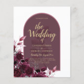 Papier Vin Bourgogne Rose Gold Texte Mariage INVITE (Devant)