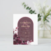 Papier Vin Bourgogne Rose Gold Texte Mariage INVITE (Debout devant)