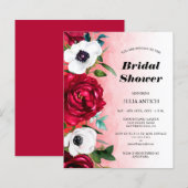 Papier Vin Budget Red Floral nuptiale Invitation (Devant / Derrière)