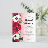 Papier Vin Budget Red Floral nuptiale Invitation (Debout devant)