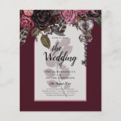 Papier Vin de Bourgogne Floral Mariage Automne INVITATION (Devant)