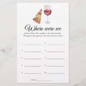 Papier Vin & Pizza Douche nuptiale Où étions-nous ? (Devant)