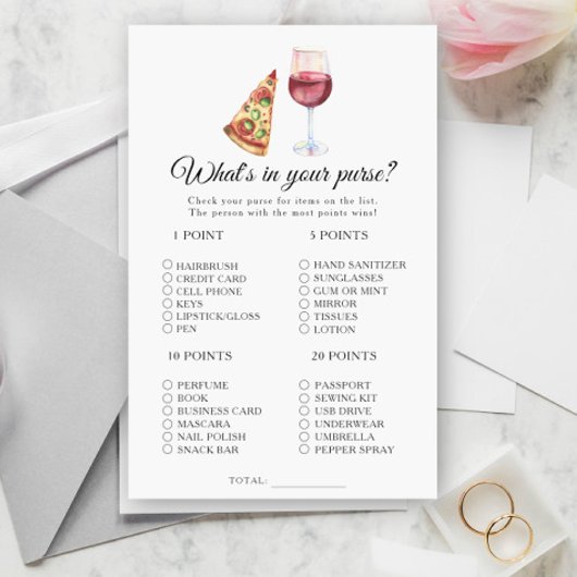 Papier Vin & pizza douche nuptiale Qu'y a-t-il dans votre