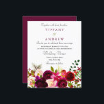 Papier Vin rouge de Bourgogne Faire-part de mariage budgé<br><div class="desc">Vin rouge de Bourgogne Faire-part de mariage budgétaire Floral</div>