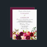 Papier Vin rouge de Bourgogne Faire-part de mariage budgé<br><div class="desc">Vin rouge de Bourgogne Faire-part de mariage budgétaire Floral</div>
