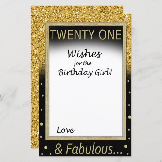 Papier Vingt et un voeux pour la fille d'anniversaire (Devant / Derrière)