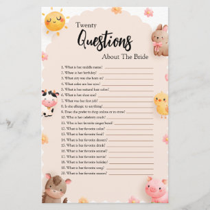 Papier Vingt questions sur le jeu de Baby shower de marié