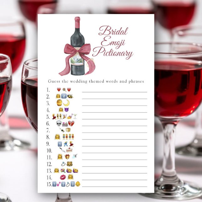 Papier Vino before Vows Bridal shower emoji Pictionary (Créateur téléchargé)