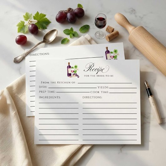 Papier Vino Before Vows Recipe Card Bridal Shower Insert
