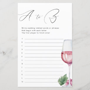 Papier Vino de A à Z avant Vows Fête des mariées