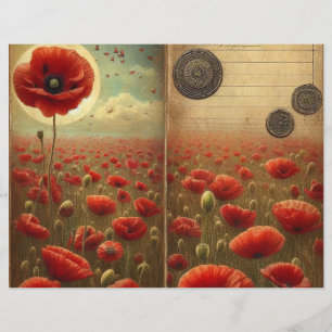 Papier vintage à grattoir à pavot - Shabby Chic Fl