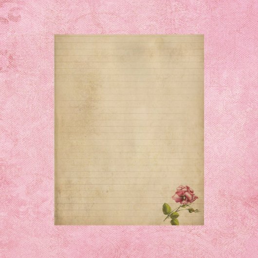 Papier Vintage avec Rose Rose