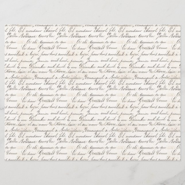 Papier Vintage Bordeaux Jardin manuscrit (Devant)