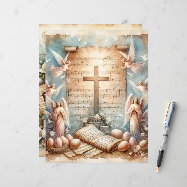 Papier vintage Christian Easter (Devant/Arrière en situation)