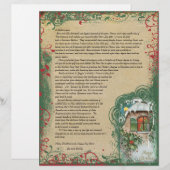 Papier Vintage Cottage Winter Scene Lettre de Noël (Devant / Derrière)