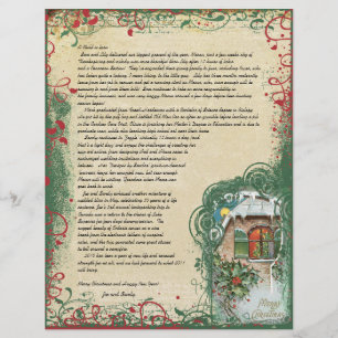 Papier Vintage Cottage Winter Scene Lettre de Noël