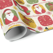 Papier vintage d'emballage cadeau de Noël (Coin rond)