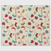 Papier vintage d'emballage cadeau de Noël (Plat)