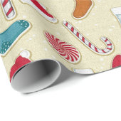 Papier vintage d'emballage cadeau de Noël (Coin rond)