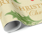 Papier vintage d'emballage cadeau de Noël (Coin rond)