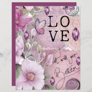 Papier Vintage Dusty Pink Love Ephemera Scrapbook Paper