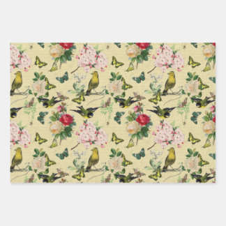 Papier vintage éphémère motif roses papillons et o