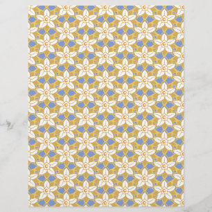Papier Vintage Floral bleu et jaune motif Jonquil
