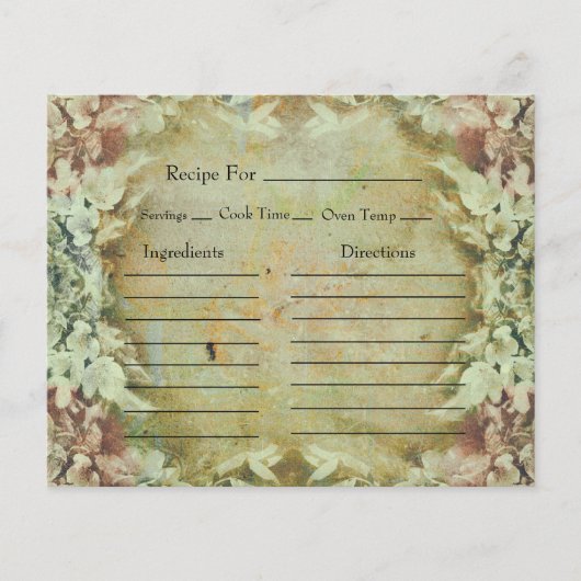 Papier Vintage Floral Recipe Cards (Devant)