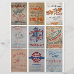 Papier Vintage Flour and Sugar Sacks Clipart Sheet
