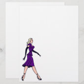 Papier Vintage Glamor Girl, Retro Blond Secrétaire (Devant / Derrière)