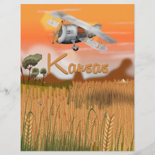 Papier "Vintage Kansas champ de blé Travel Poster" "kansa