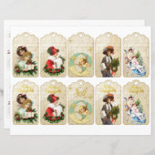 Papier Vintage Noël découpé étiquettes cadeaux (Devant / Derrière)