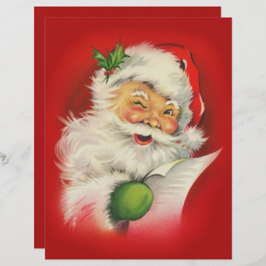 Papier Vintage Noël Père Noël (Devant / Derrière)