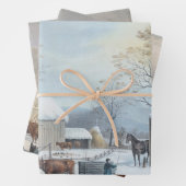 Papier Vintage Noël Wrapper WINTER FARMYARD (En situation)