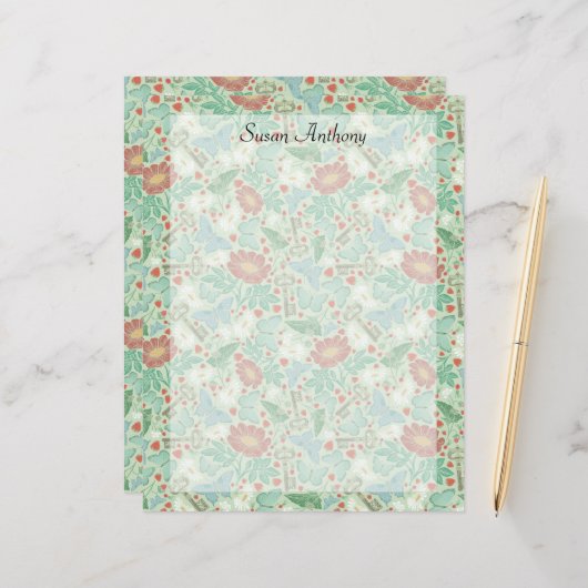 Papier vintage papillon vieilles Clés marguerite P (Devant/Arrière en situation)