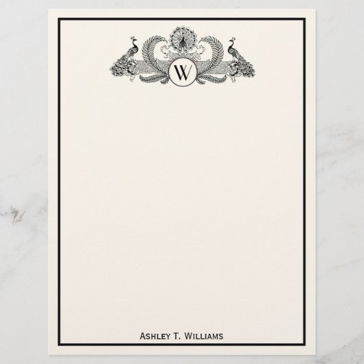 Papier Vintage Peacocks Monogram Ivory BG (Devant)