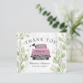 Papier Vintage Pink Truck Rustic Graduation Merci (Debout devant)
