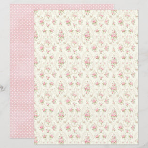 Papier vintage pour scrapbook à motif floral rose