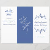 Papier Vintage Romance Dusty Blue Mariage Trifold Program (Devant)