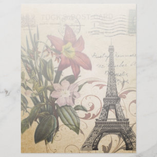 Papier vintage scripts lily Paris Eiffel Tower