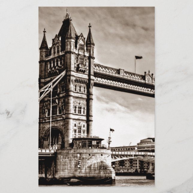 Papier Vintage Sepia London Tower Bridge (Devant)