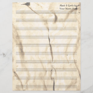 Papier Vintage Sepia Rincée Vierge Musique 10 Stave
